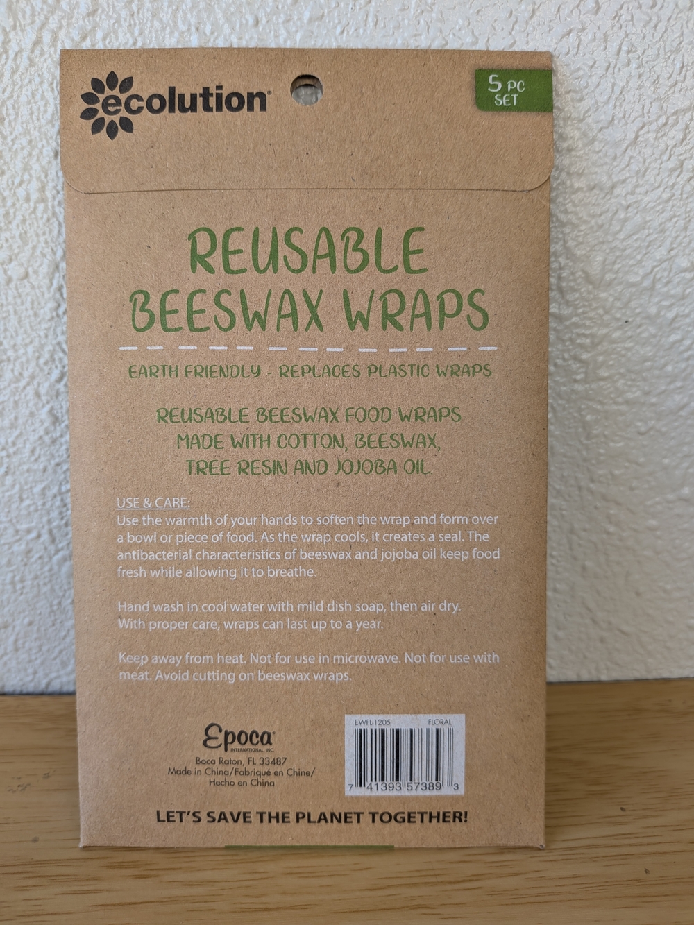 Ecolution Reusable Beeswax Wraps 5 pc Set - Picture 4 of 6